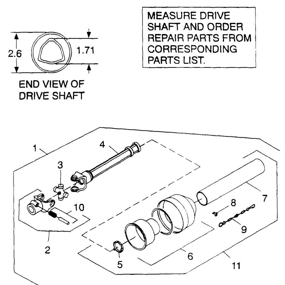 Drive Shaft - Female Half Diagram and Parts List for 484 590100 Cub Cadet Lawn Tractor